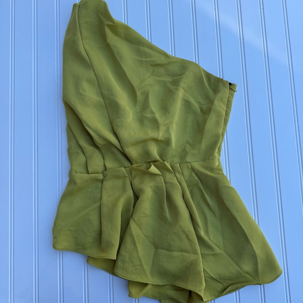 RACHEL Rachel Roy One-Shoulder Olive Green Peplum Tank